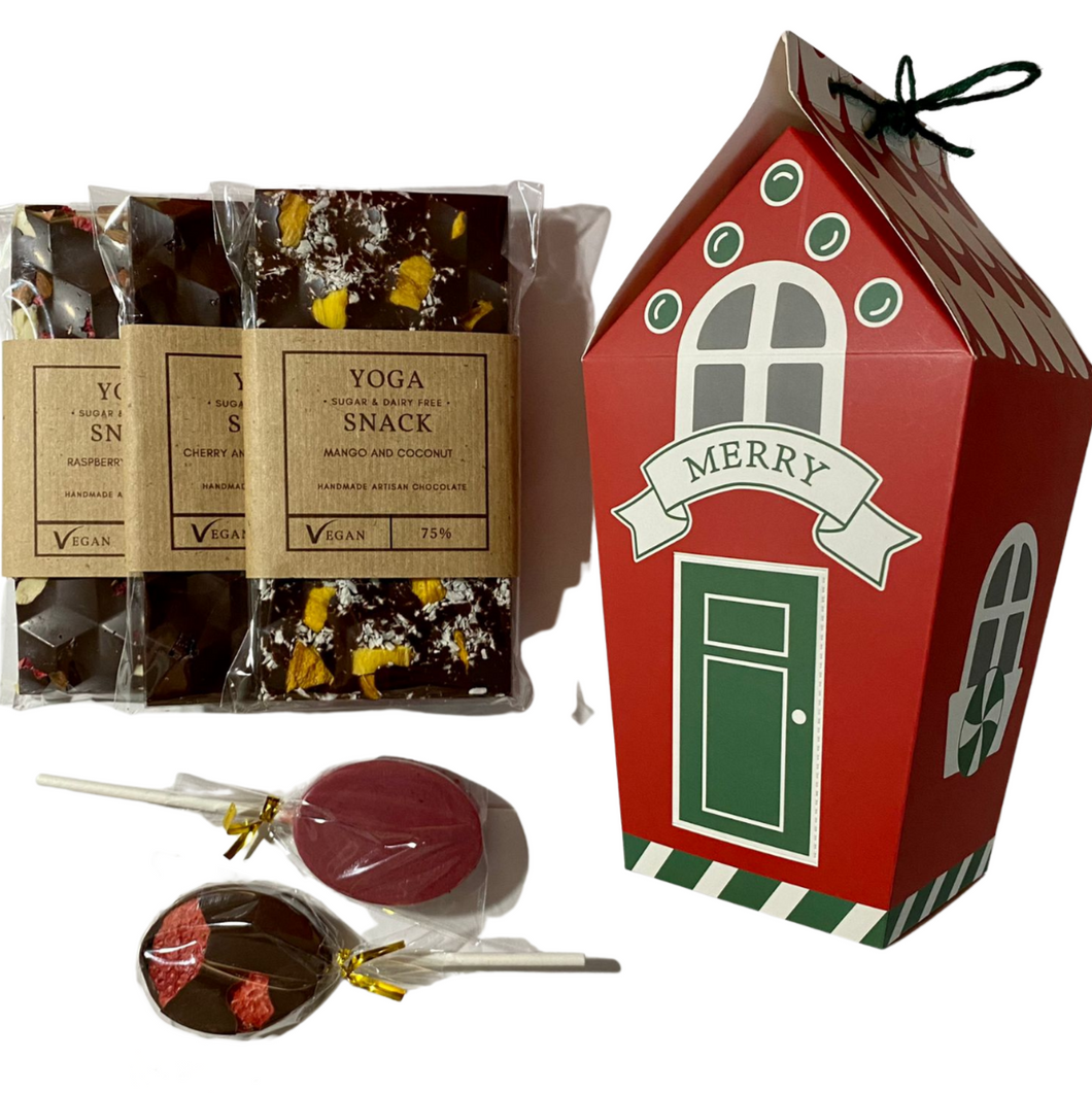 Sweet Christmas house: 3x70 g chocolate bars +  2x20 g lollipops